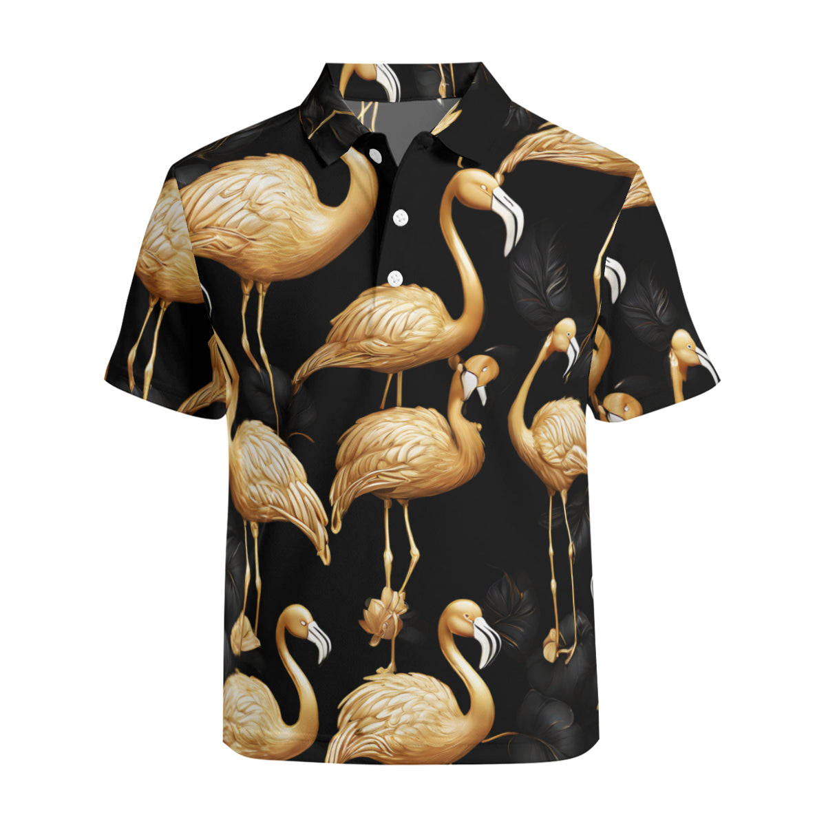 Golden Flamingo Men's Premium European Size POLO Shirt | 95% Polyester+5% Spandex