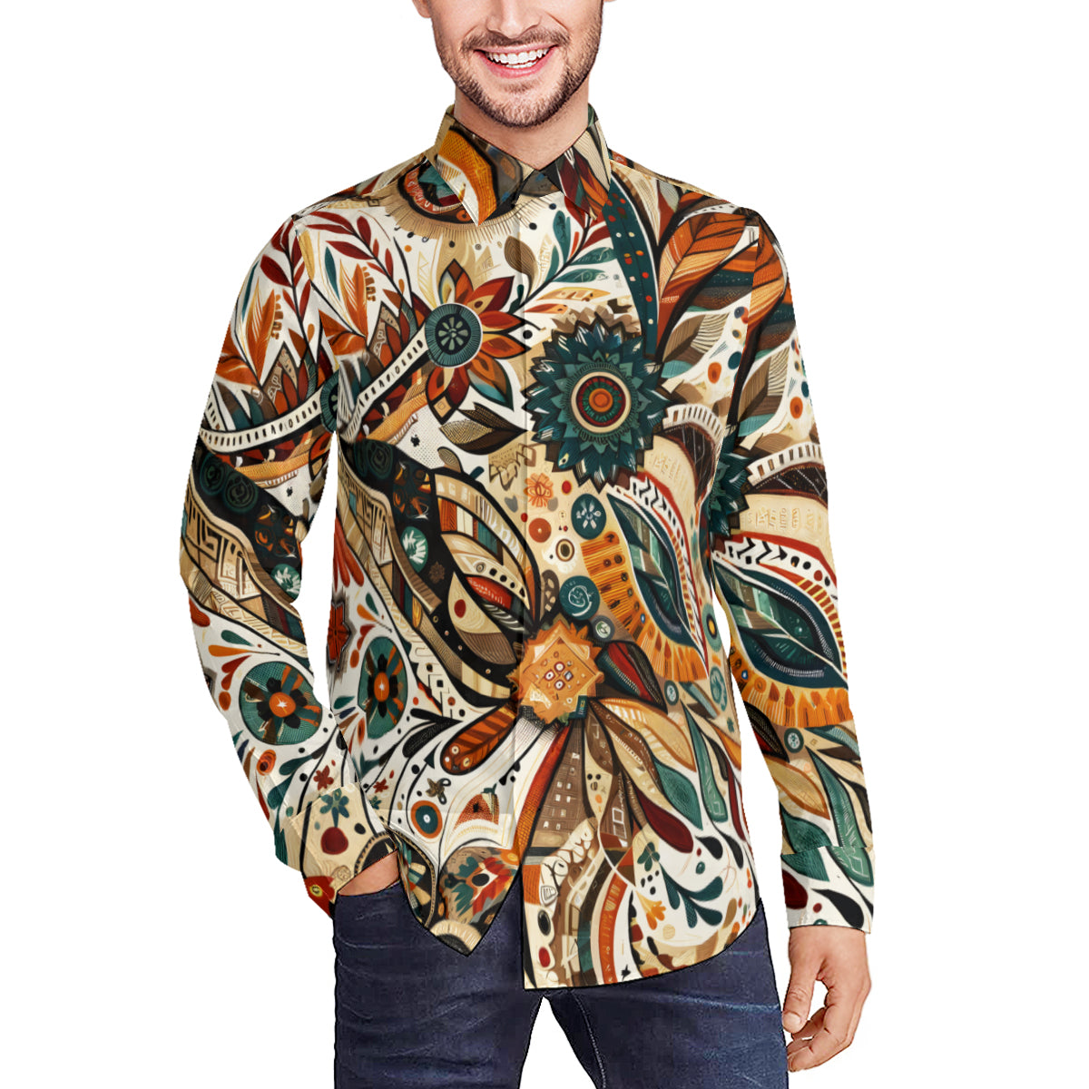 Abstract Design Long Sleeves Men's Shirt