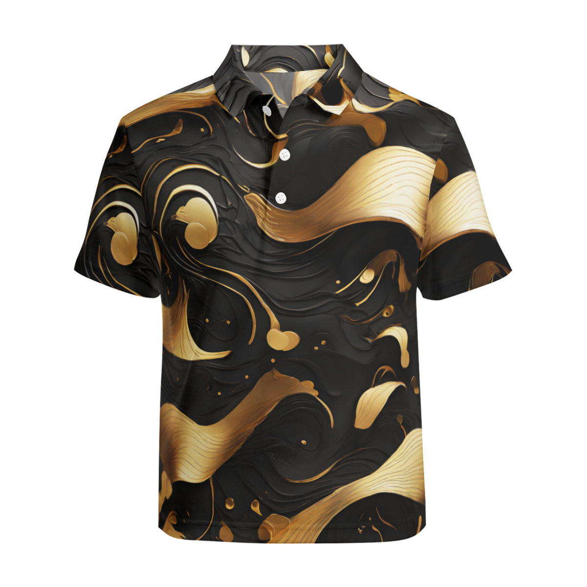 Elegant Black Gold Men's Premium European Size POLO Shirt | 95% Polyester+5% Spandex