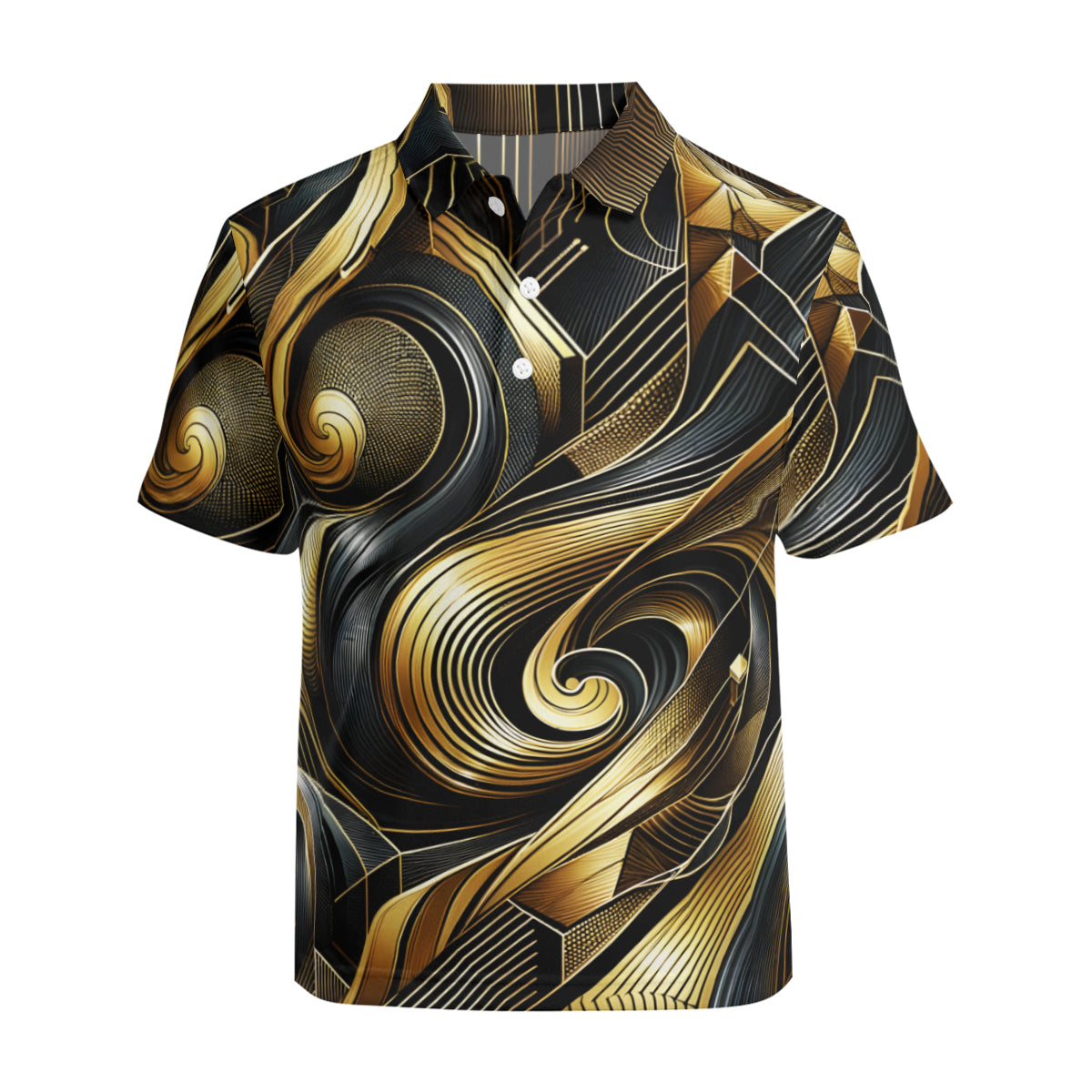 Abstract Gold Men's Premium European Size POLO Shirt | 95% Polyester+5% Spandex