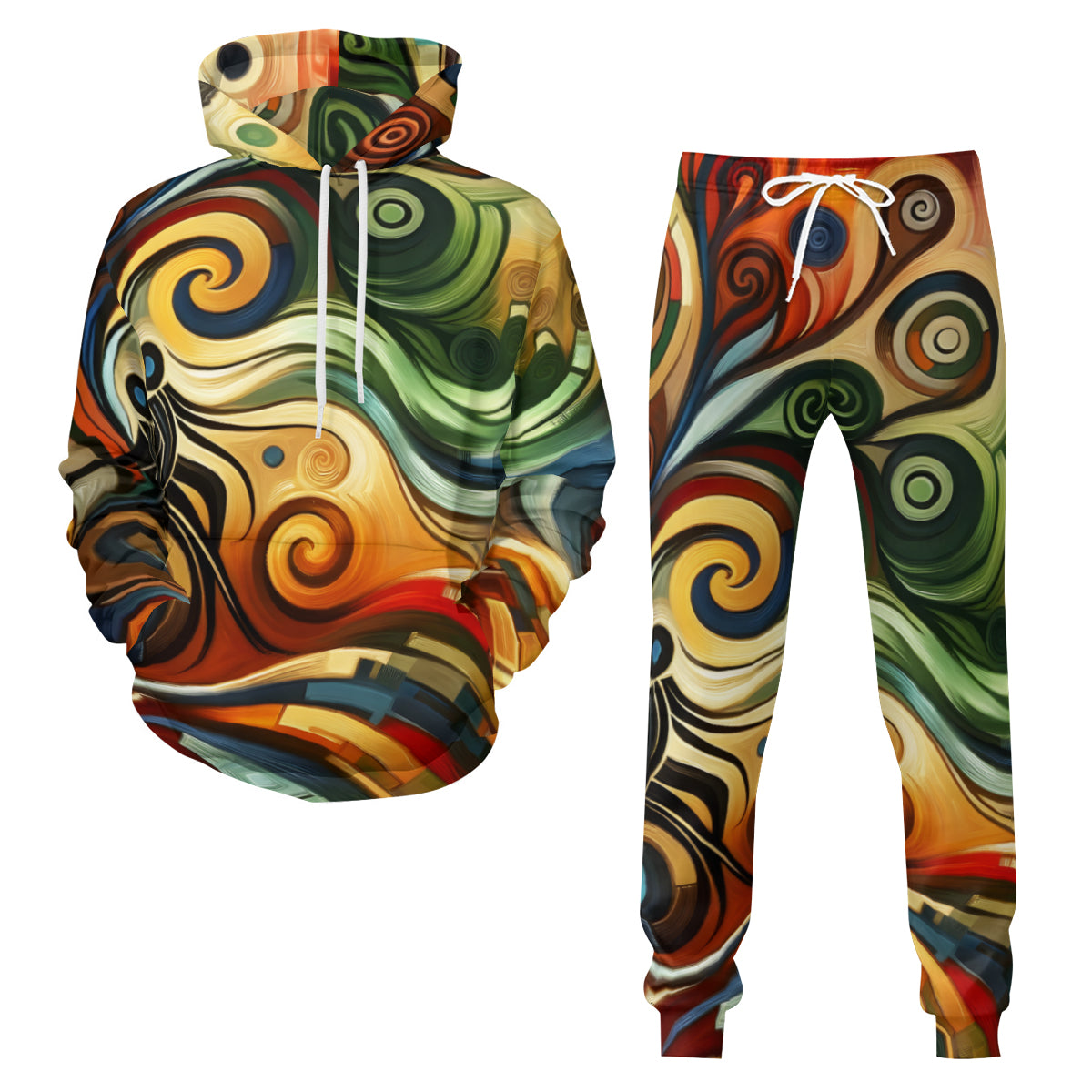 Swirling Design Men's Adult Hoodie Set (Double-Layer Hood) | Health Fabric