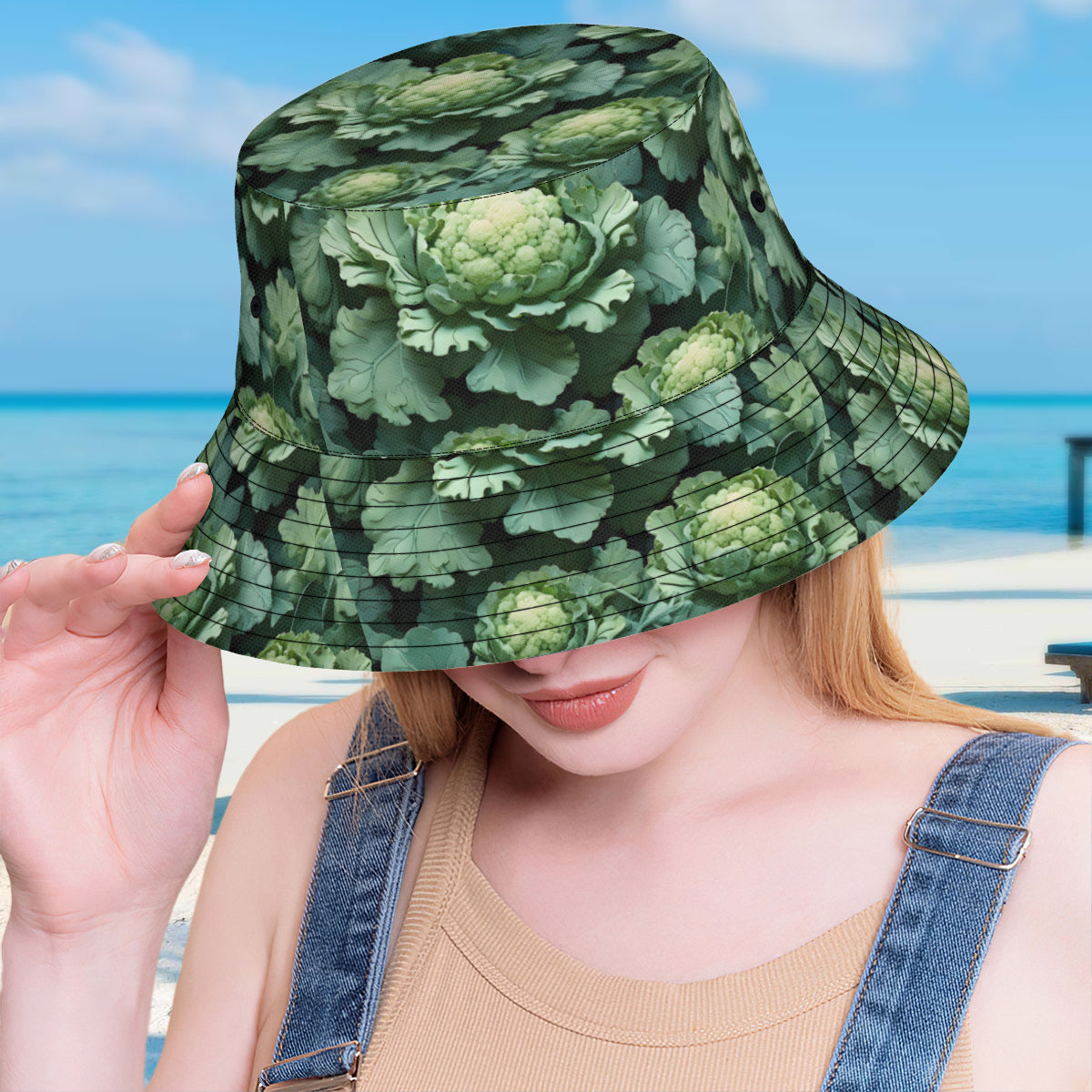 Brocoli Double-Sided Unisex Polyester Bucket Hat