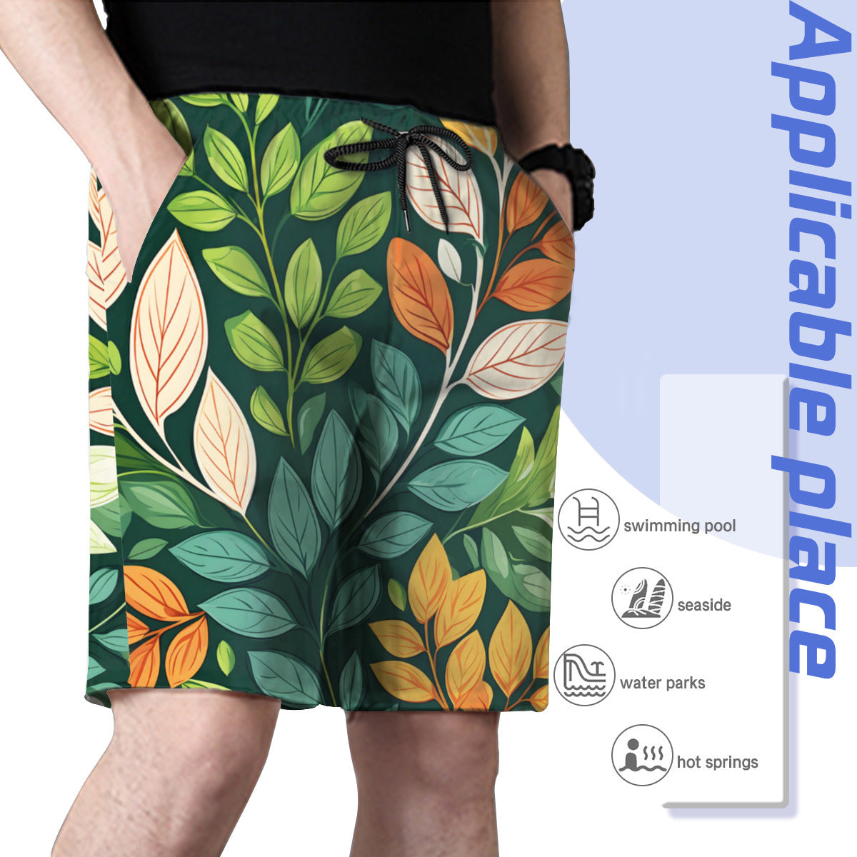 Plant Leaves Men's Beach Shorts (Not Mesh Lined) | Polyester