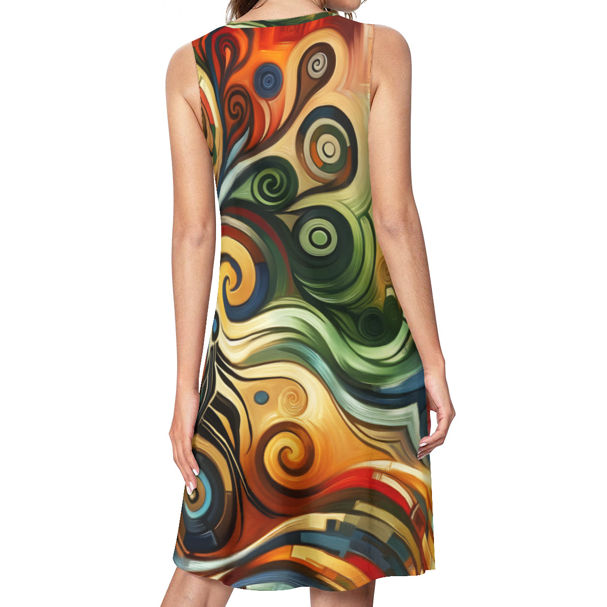 Swirling Pattern Women's Casual Dress | Polyester