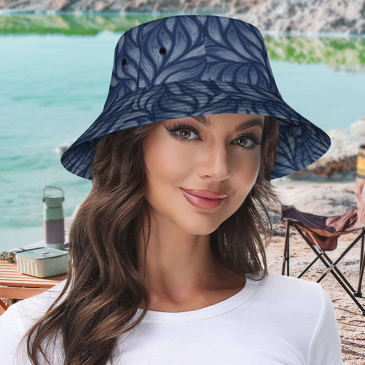 Abstract Denim Double-Sided Unisex Polyester Bucket Hat