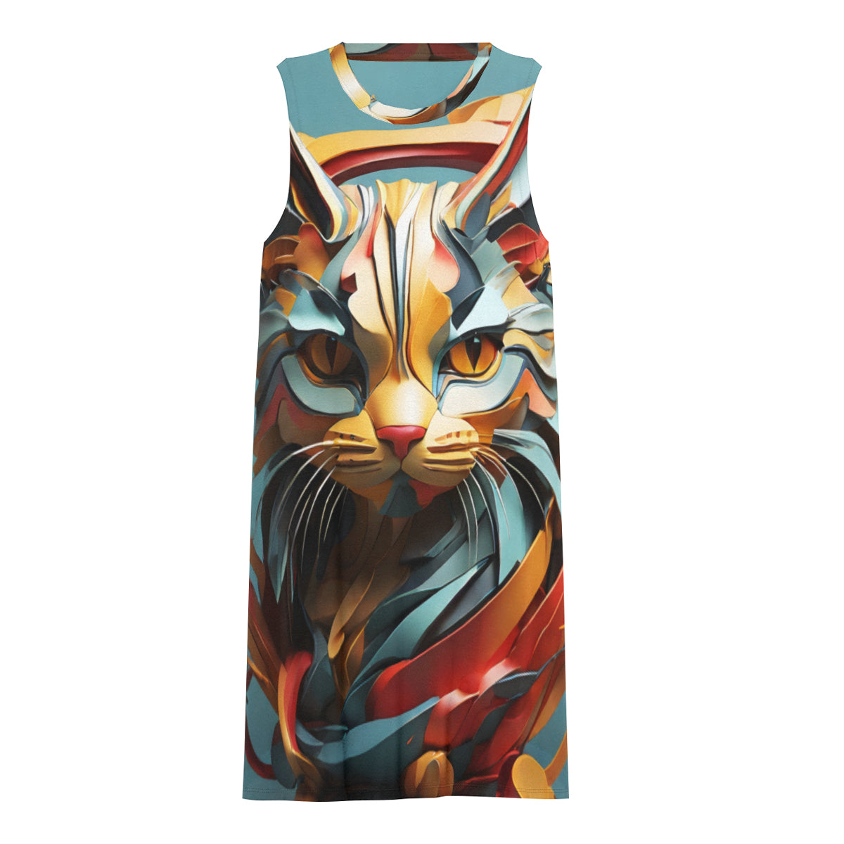 Abstract Cat Women's Casual Dress | Polyester