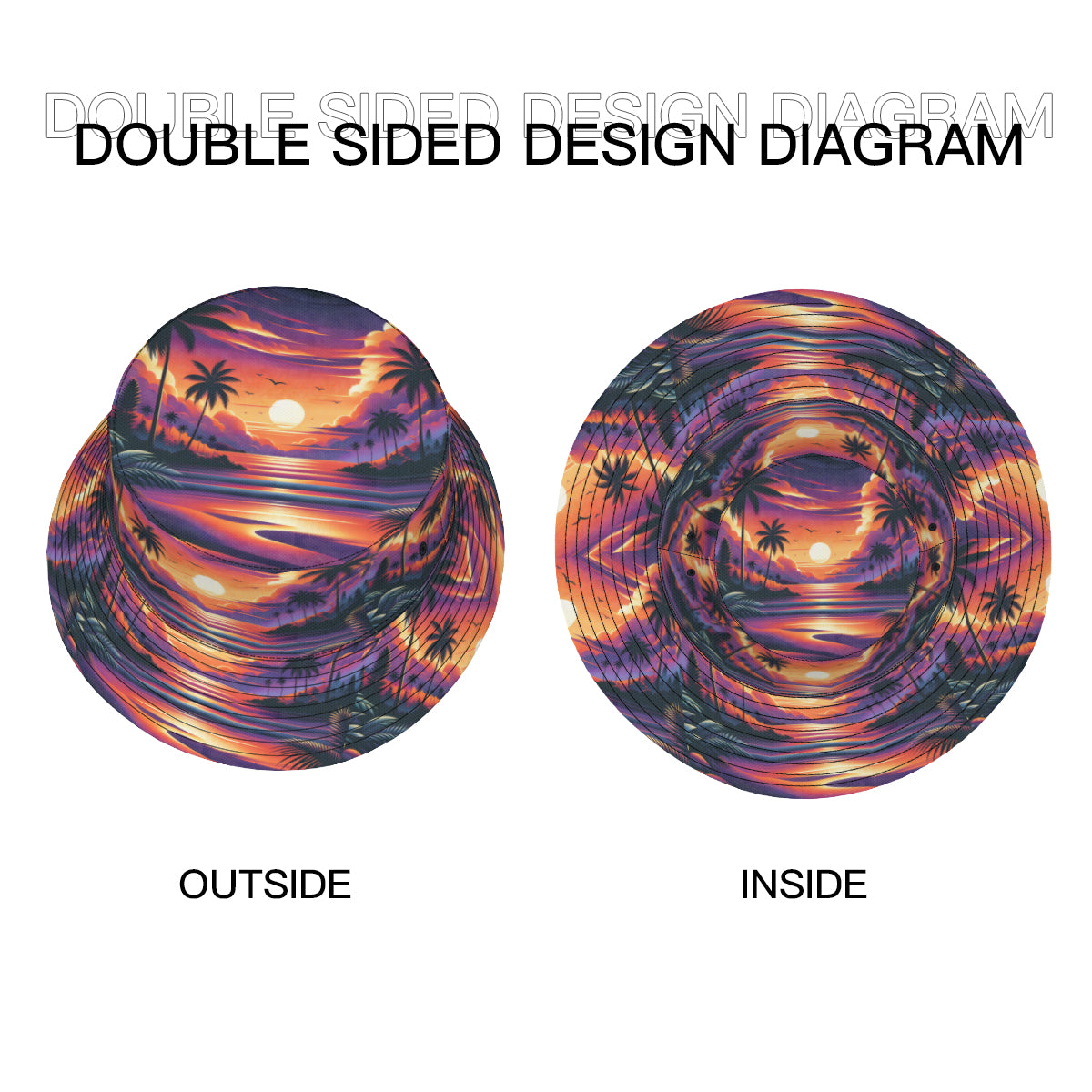 Sunset Double-Sided Unisex Polyester Bucket Hat