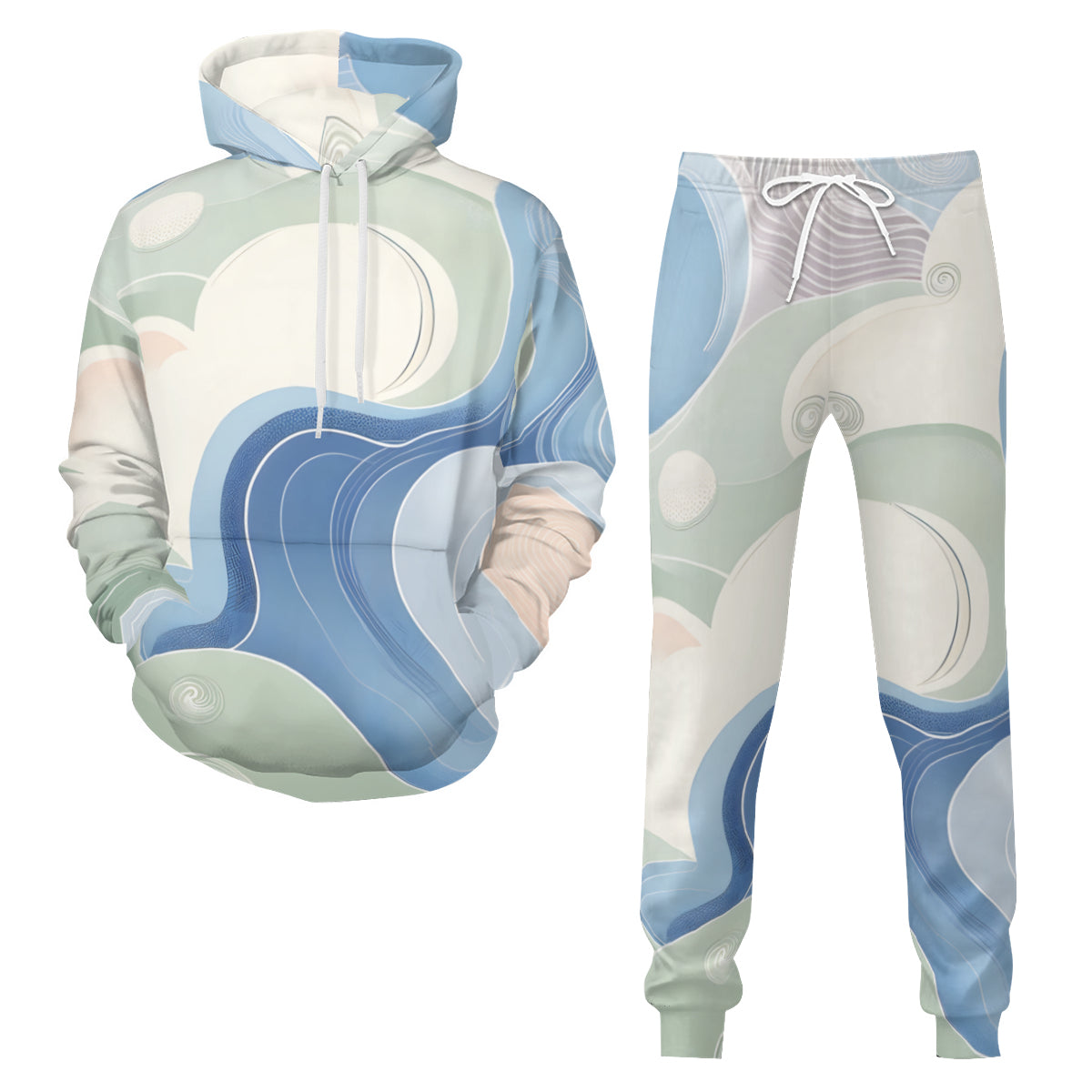 Abstract Minimal Men's Adult Hoodie Set (Double-Layer Hood) | Health Fabric