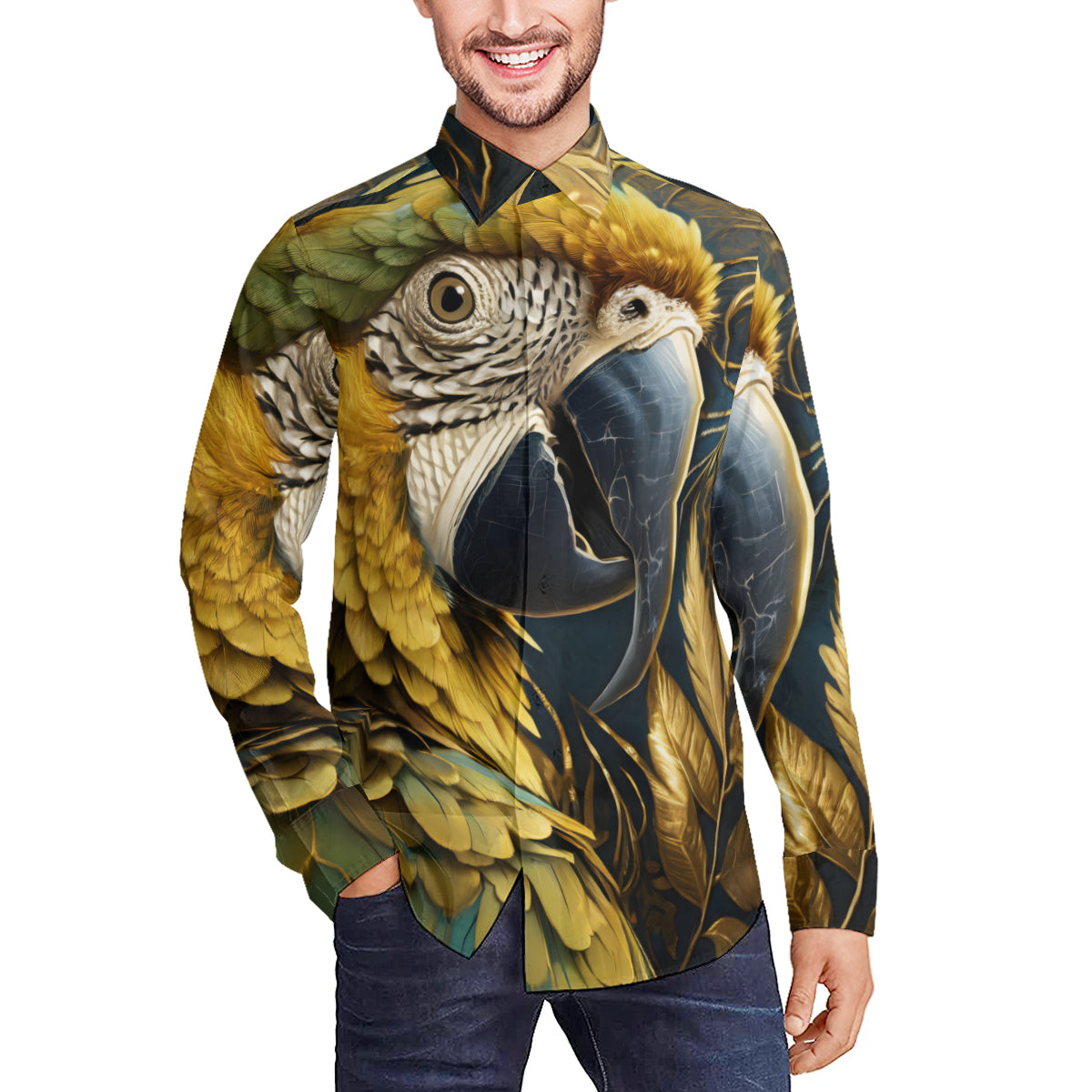 Parrot Men's Classic Long-Sleeved Shirt | Polyester
