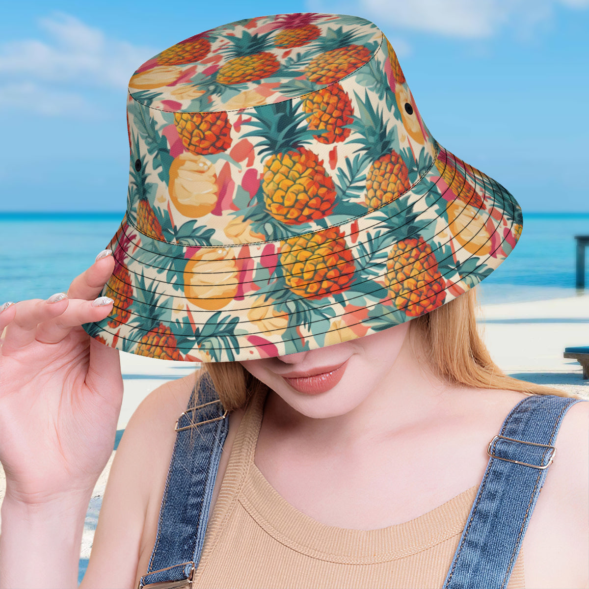 Pineapple Double-Sided Unisex Polyester Bucket Hat