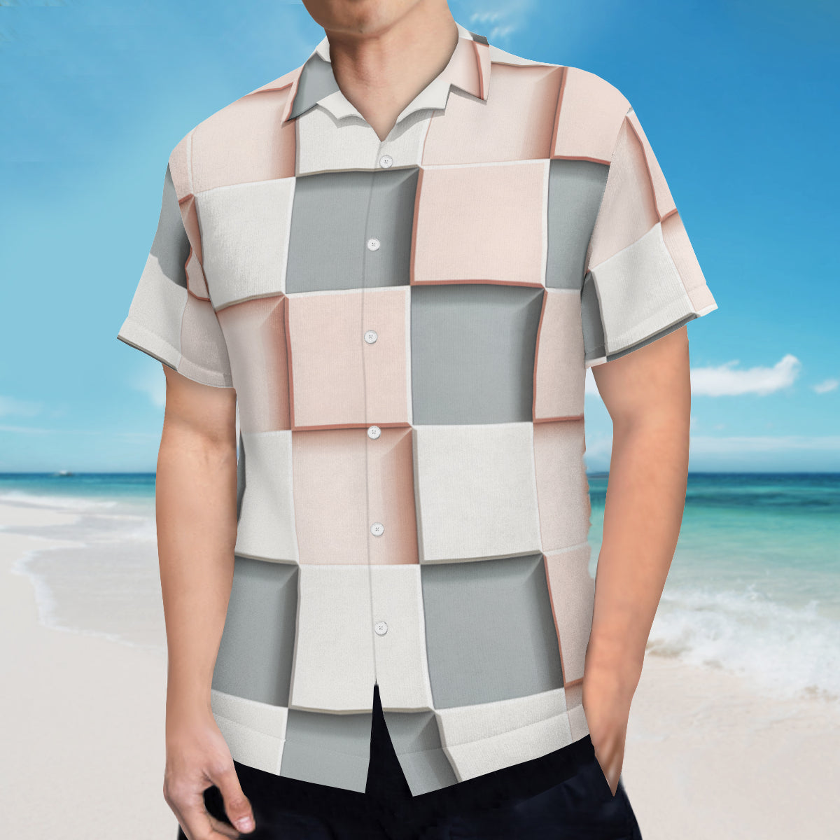 Abstract Square Short Sleeves Men's Shirt