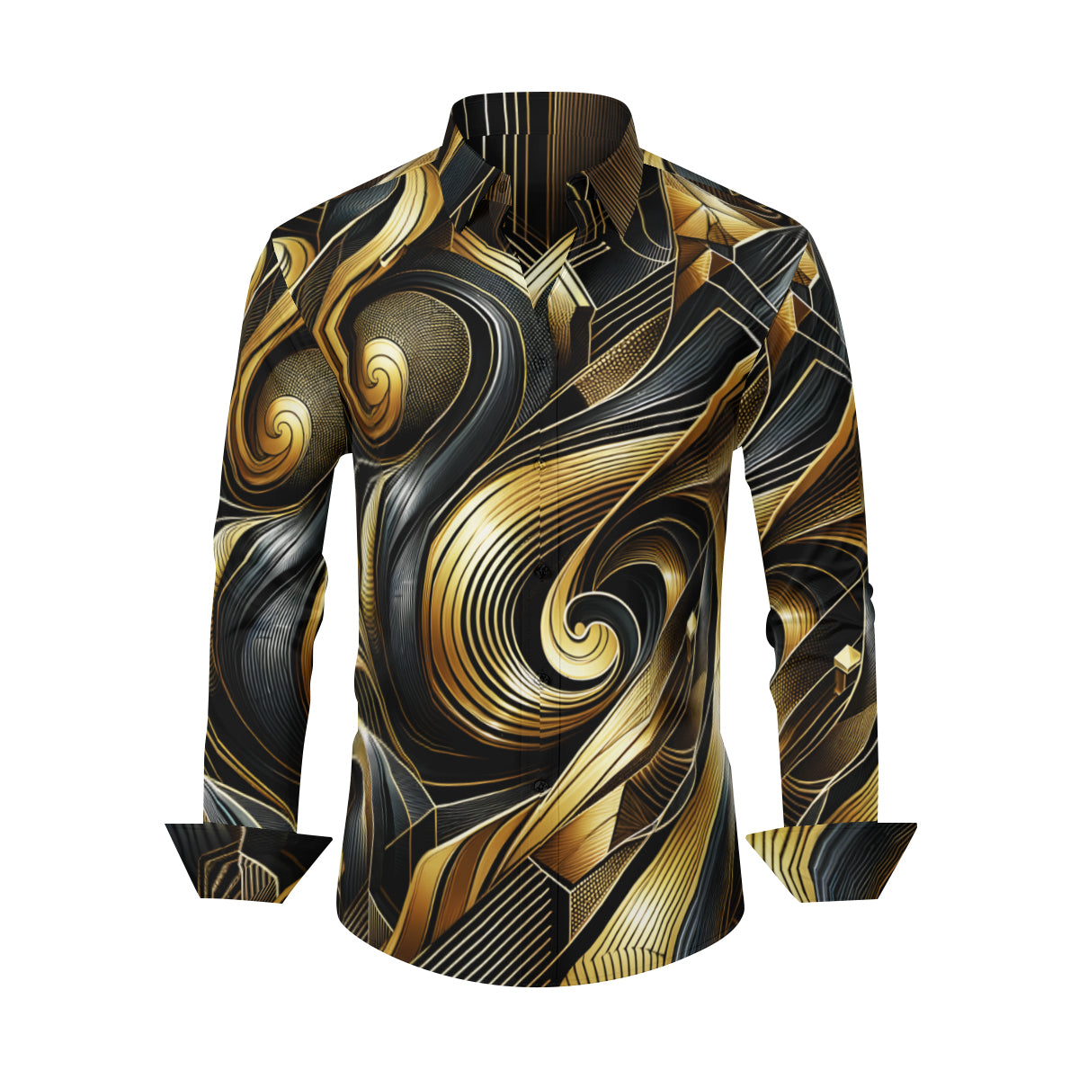 Golden Elegance Men's Classic Long-Sleeved Shirt | Polyester