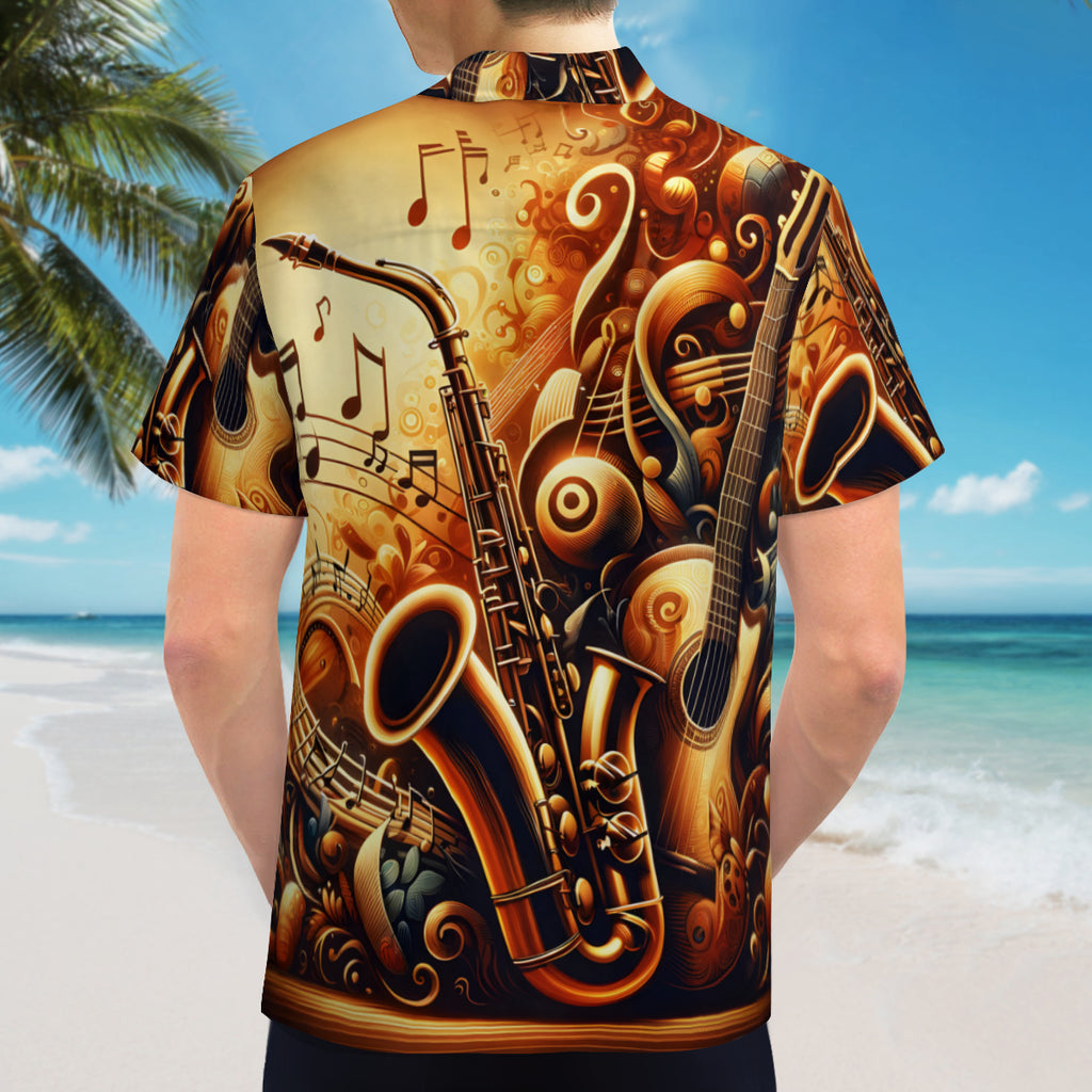 Jazz Saxophone Short Sleeves Men's Shirt