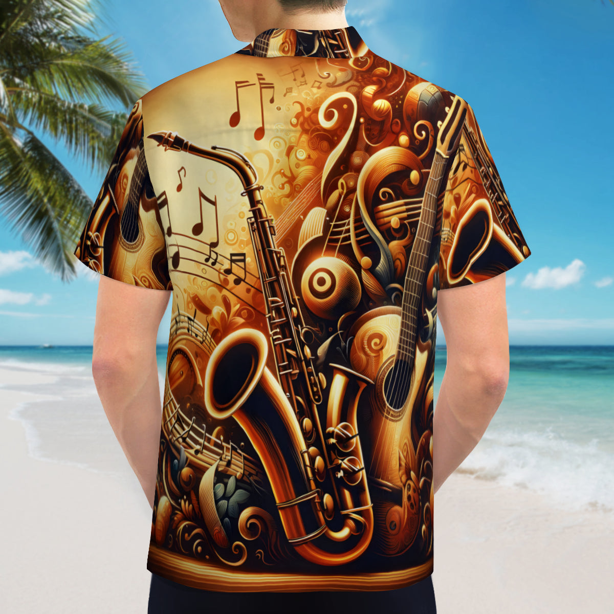 Jazz Saxophone Short Sleeves Men's Shirt