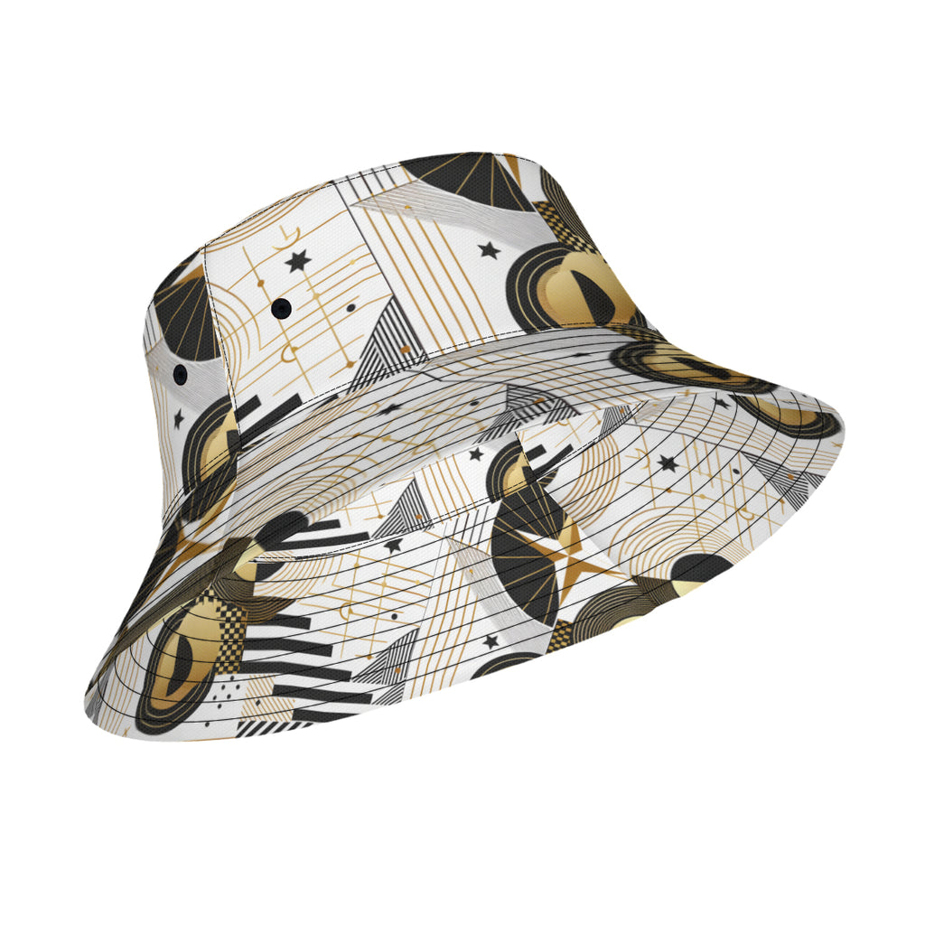 Abstract White Gold Double-Sided Unisex Polyester Bucket Hat