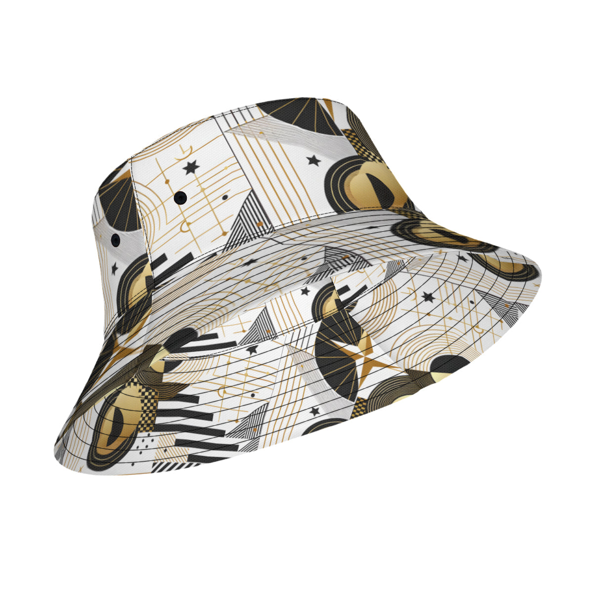 Abstract White Gold Double-Sided Unisex Polyester Bucket Hat