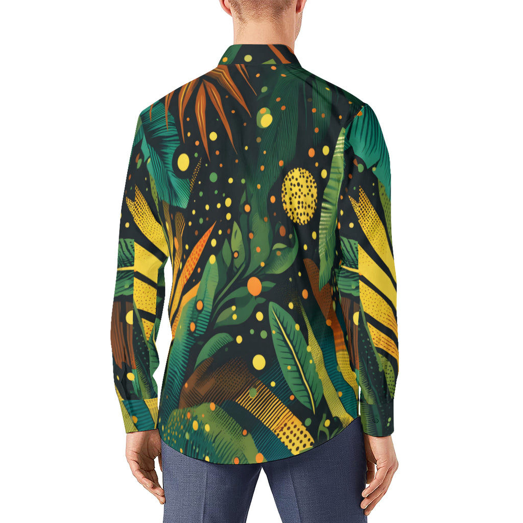 Tropical Design Long Sleeves Men's Shirt