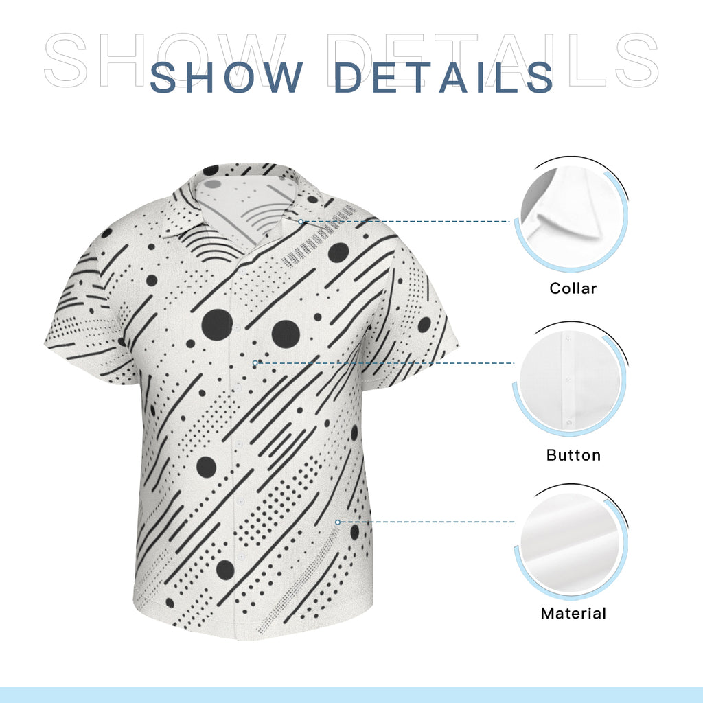 Minimalistic Black And White Short Sleeves Men's Shirt
