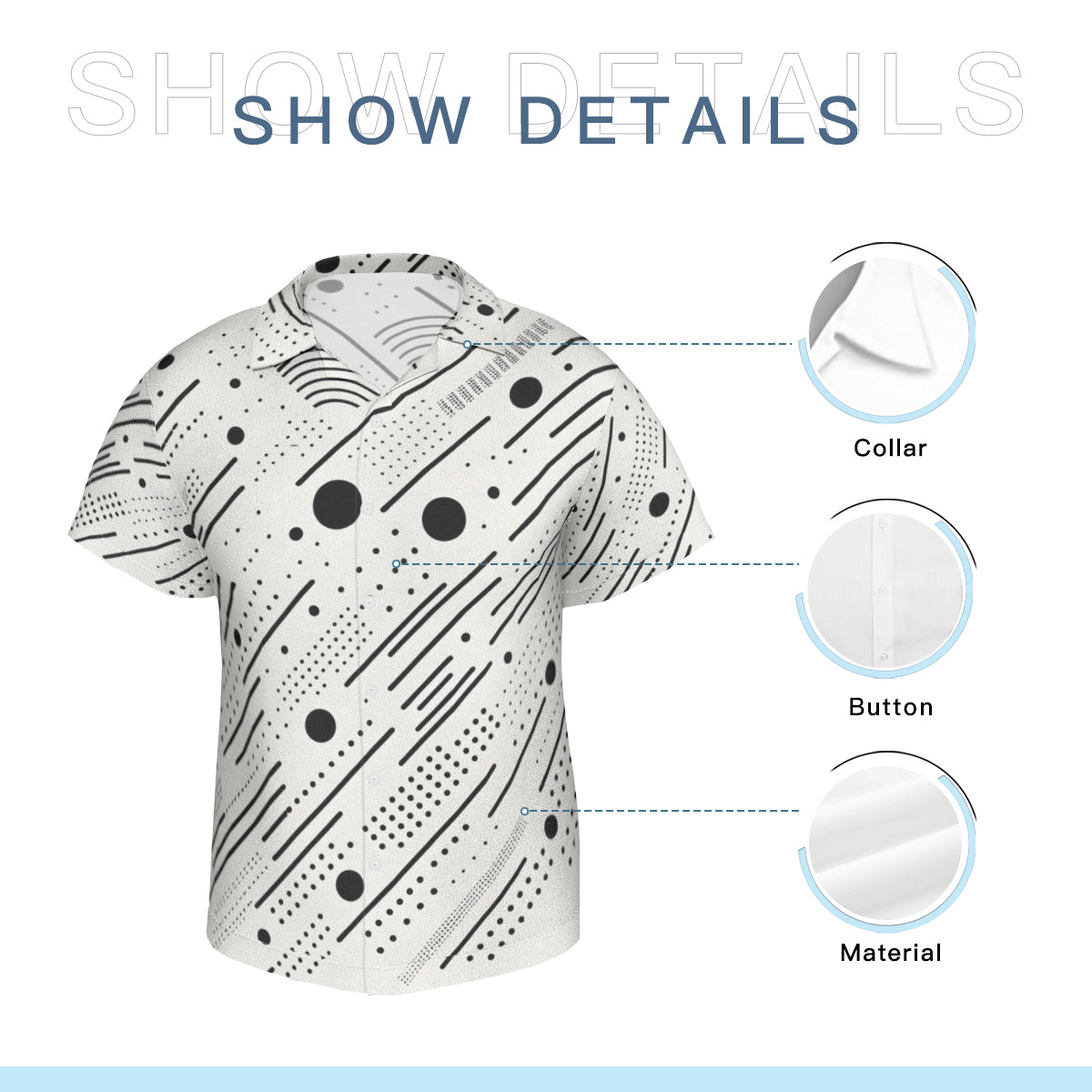 Minimalistic Black And White Short Sleeves Men's Shirt
