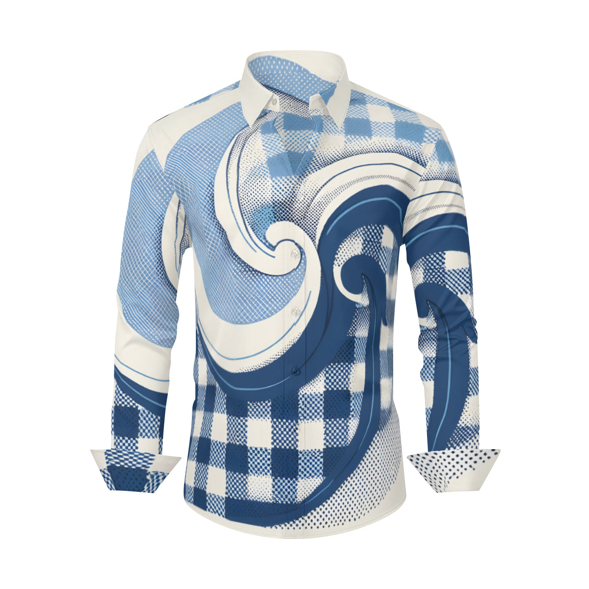 Blue Swirl Long Sleeves Men's Shirt