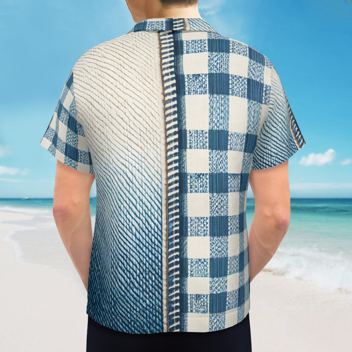 Denim Design Short Sleeves Men's Shirt