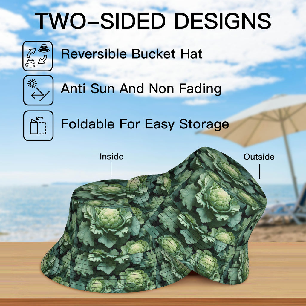 Brocoli Double-Sided Unisex Polyester Bucket Hat