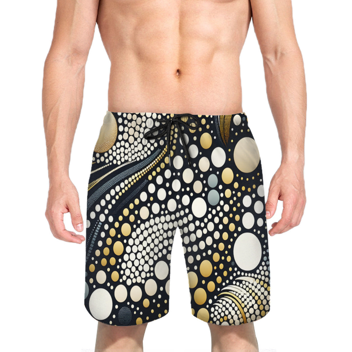 Abstract Dotted Men's Beach Shorts (Not Mesh Lined) | Polyester