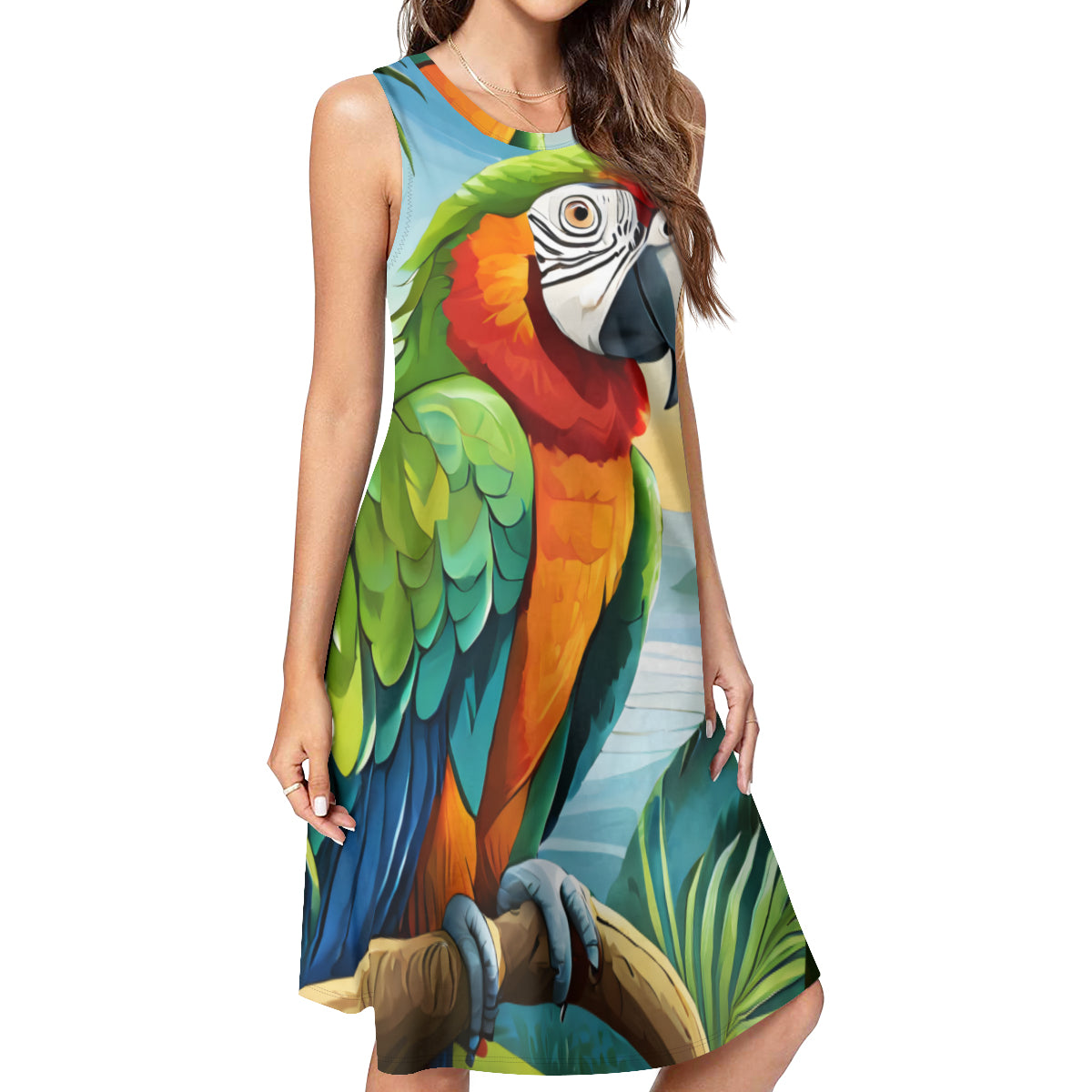 Tropical Parrot Women's Casual Dress | Polyester