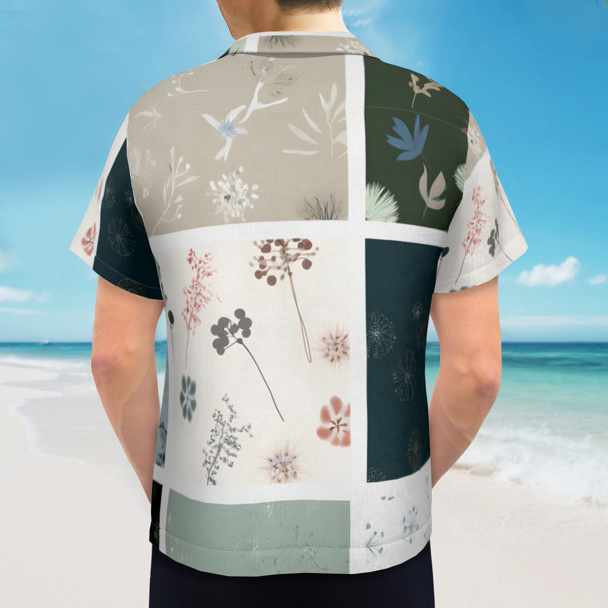 Minimalistic Floral Short Sleeves Men's Shirt
