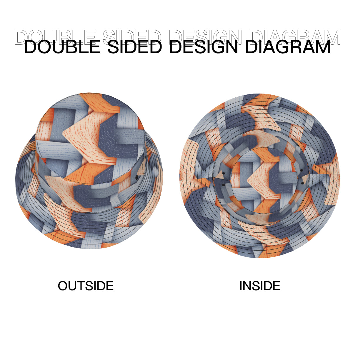 Abstract Denim Double-Sided Unisex Polyester Bucket Hat