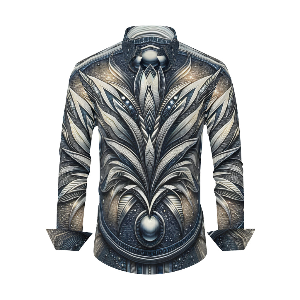 Metallic Denim Long Sleeves Men's Shirt