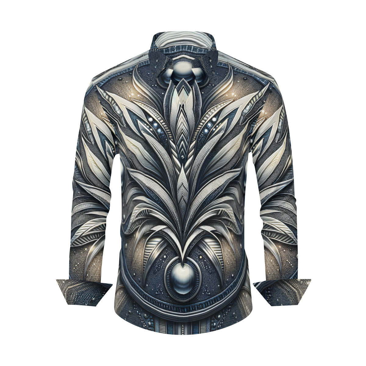 Metallic Denim Long Sleeves Men's Shirt