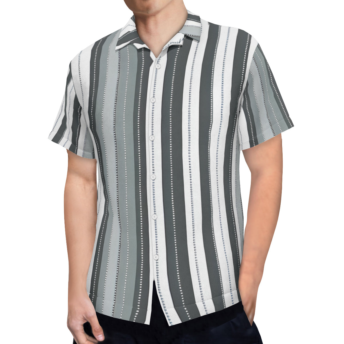 Abstract Stripes Short Sleeves Men's Shirt