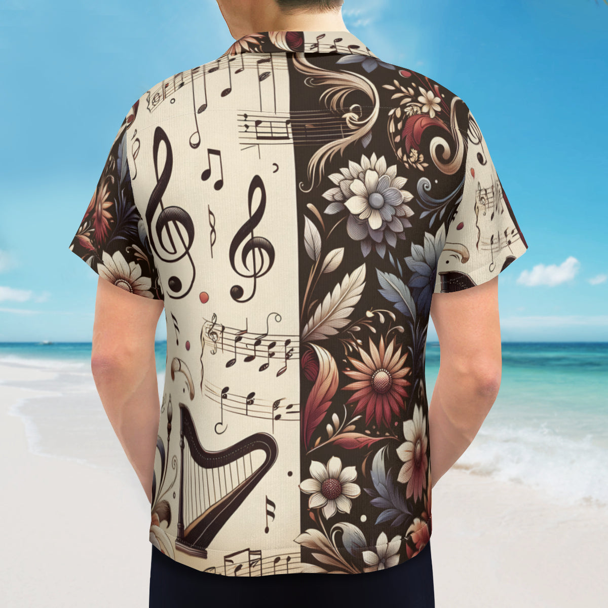 Musical Floral Short Sleeves Men's Shirt
