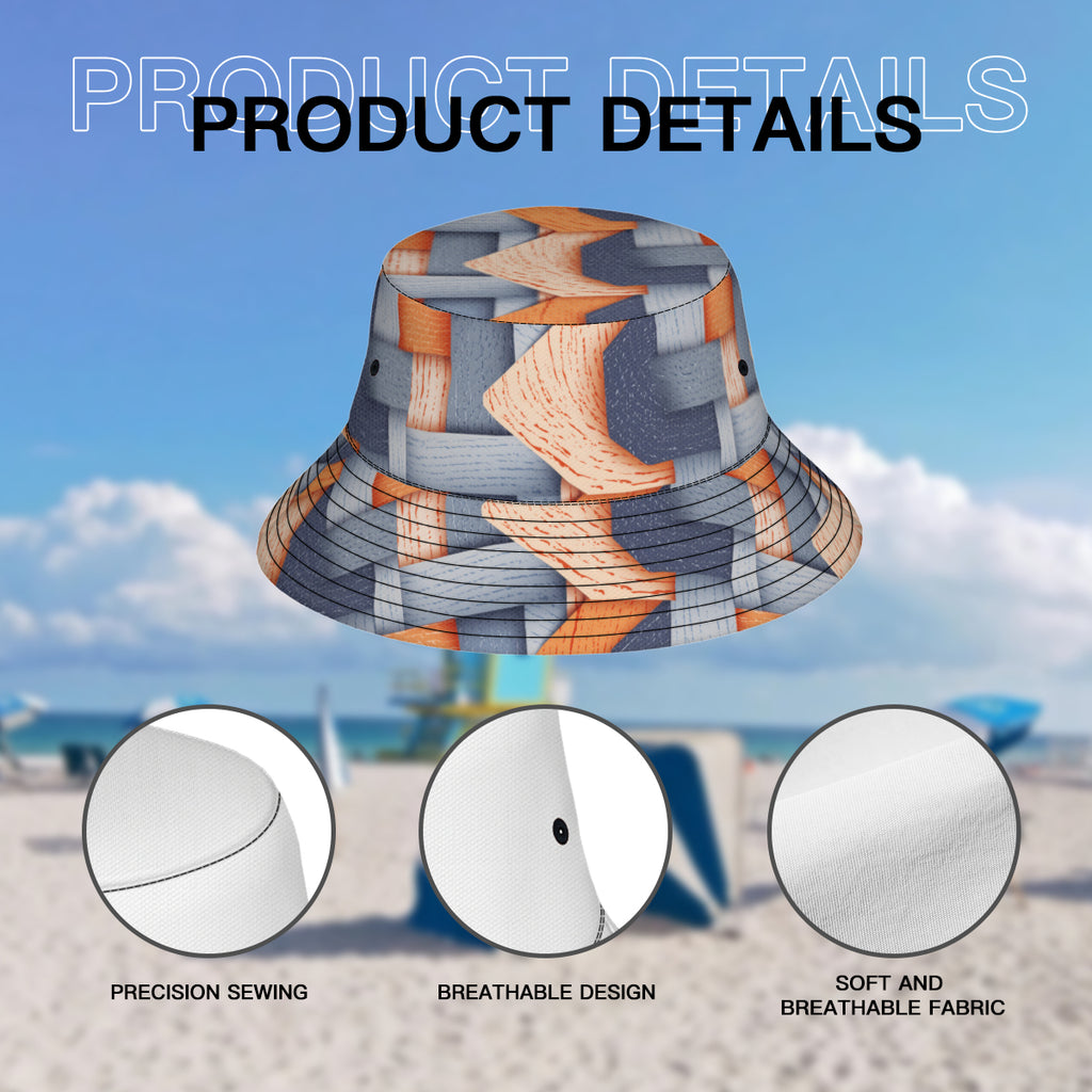 Abstract Denim Double-Sided Unisex Polyester Bucket Hat