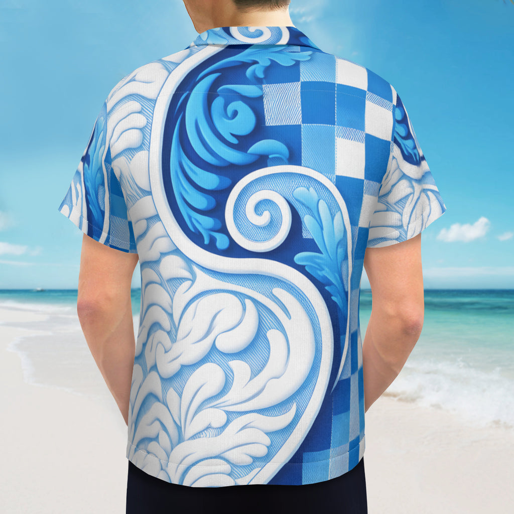 Blue Wave Short Sleeves Men's Shirt