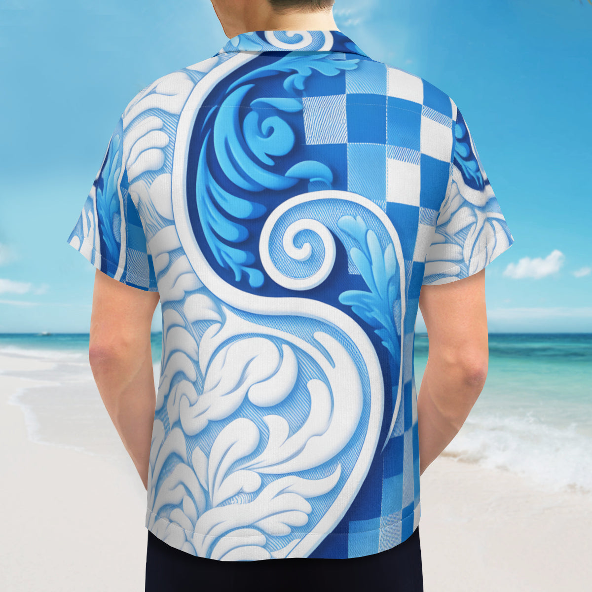 Blue Wave Short Sleeves Men's Shirt