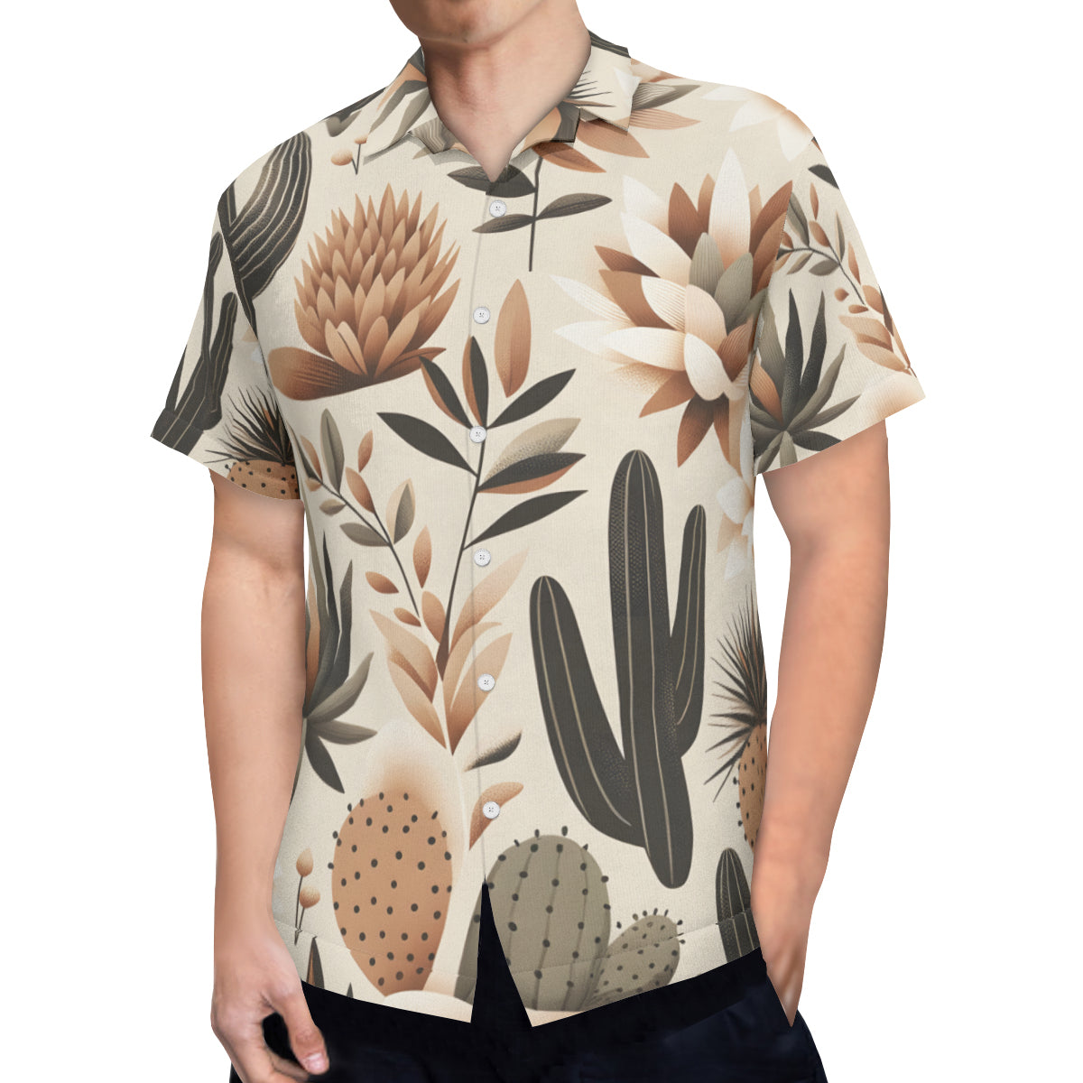 Minimalistic Floral Short Sleeves Men's Shirt