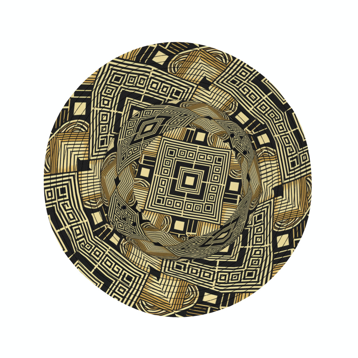 Golden Geometric Shapes Double-Sided Unisex Polyester Bucket Hat