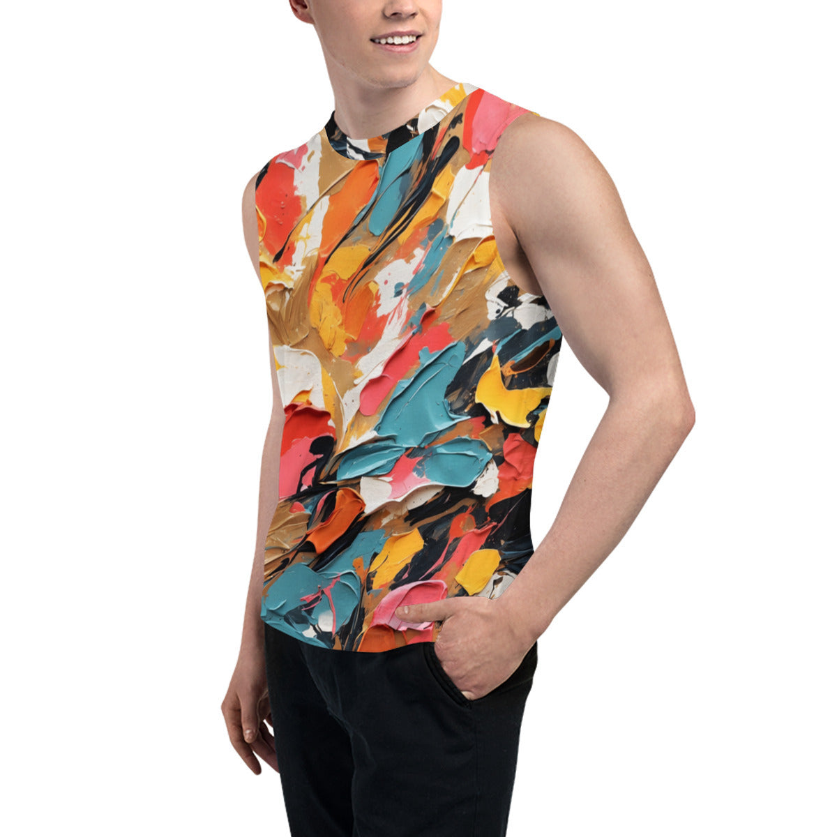 Vibrant Abstract Men's Sleeveless Vest｜Polyester