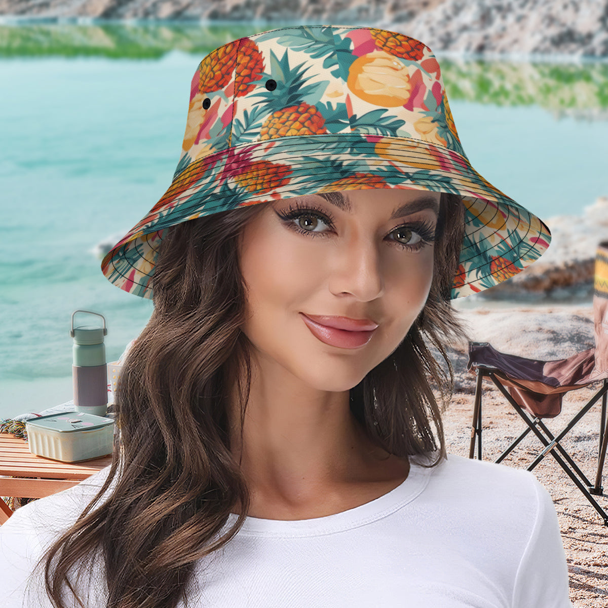 Pineapple Double-Sided Unisex Polyester Bucket Hat