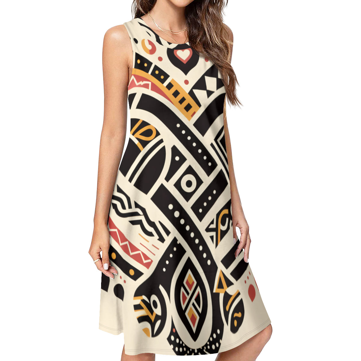 Abstract Africa Motifs Women's Casual Dress | Polyester