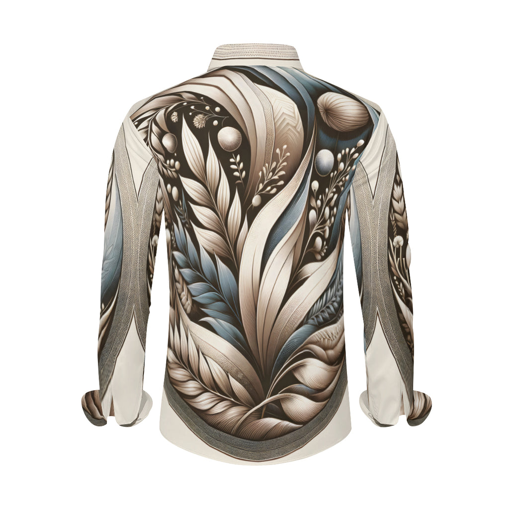 Abstract Men's Classic Long-Sleeved Shirt | Polyester