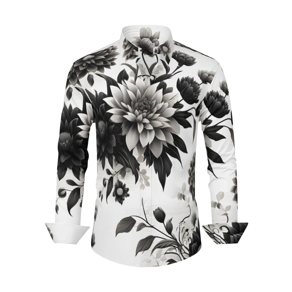 Musical Floral Long Sleeves Men's Shirt