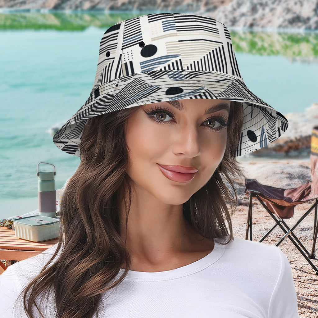 Minimalistic Black And White Double-Sided Unisex Polyester Bucket Hat