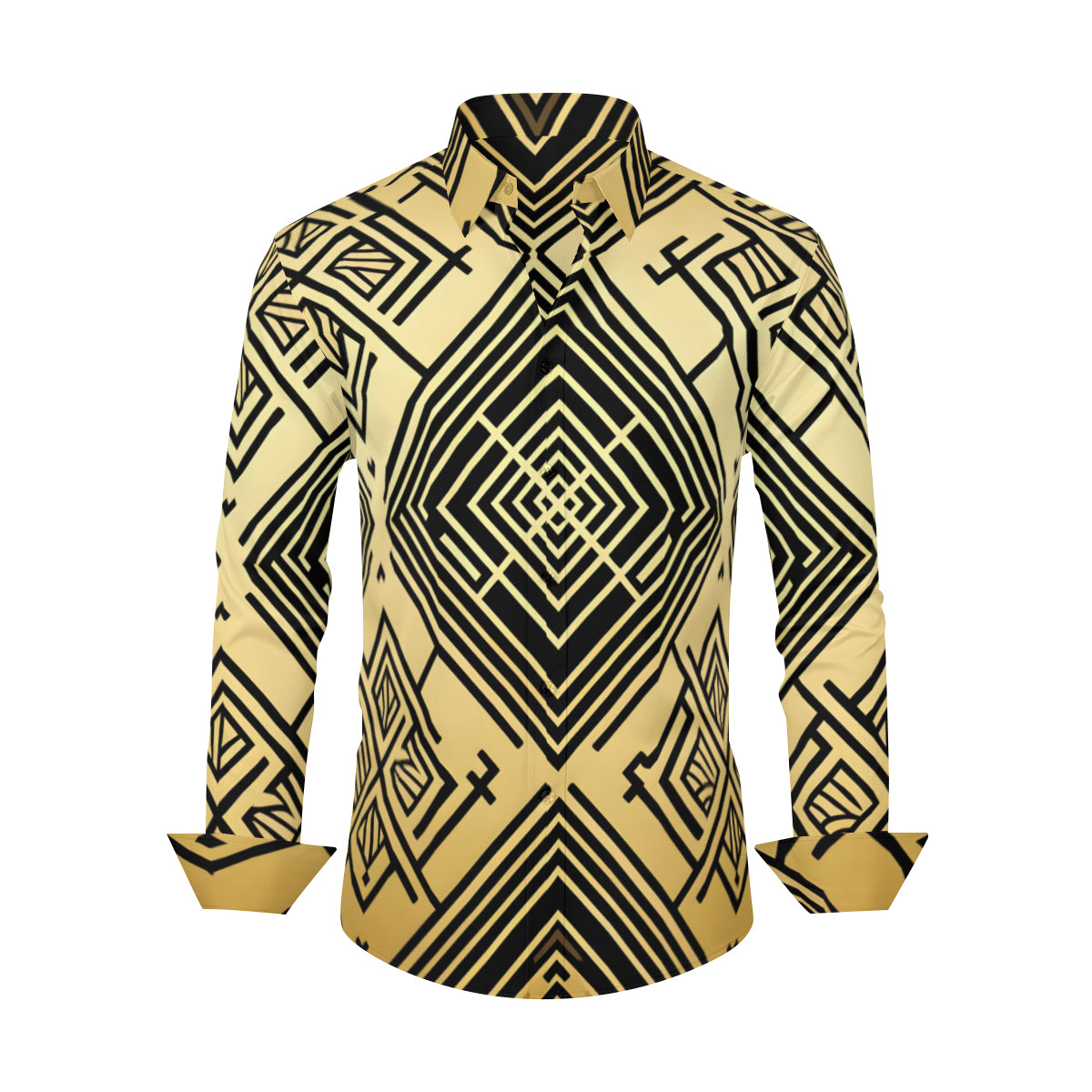 Golden Geometric Shapes Long Sleeves Shirt