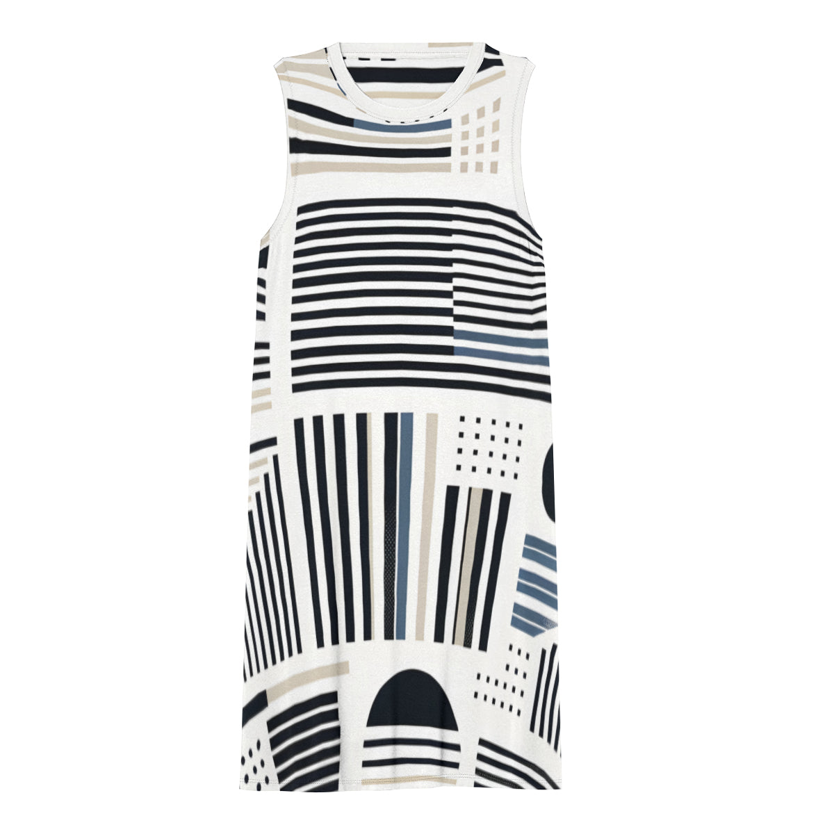 Minimal Black And White Women's Casual Dress | Polyester