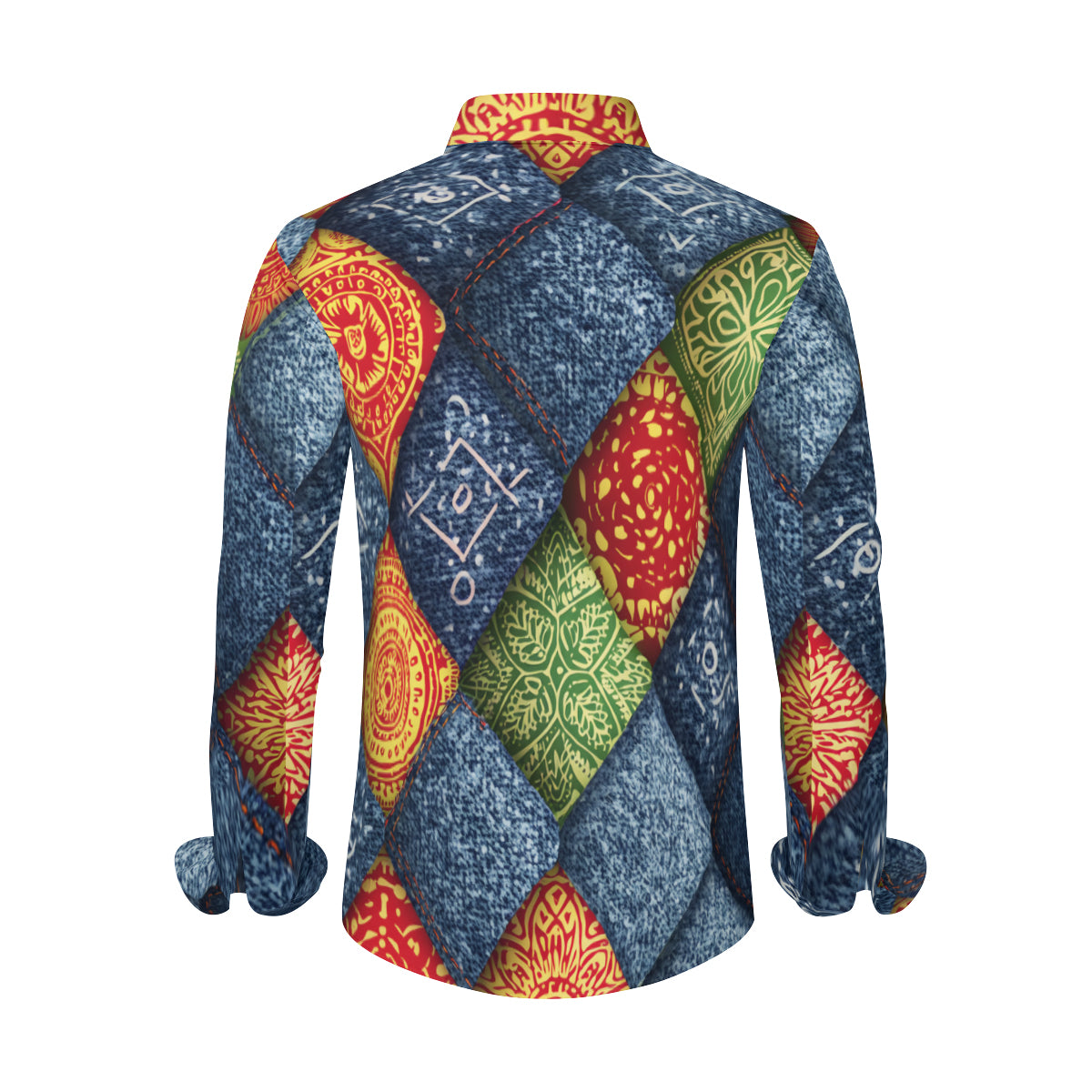 Abstract Denim Classic Long Sleeves Men's Shirt