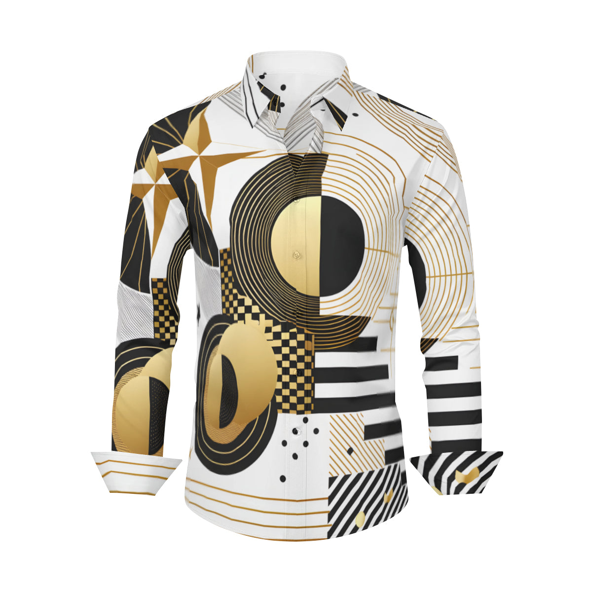 Abstract White Gold Long Sleeves Shirt