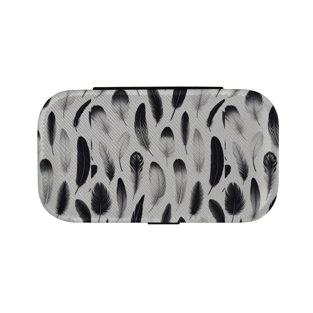 Black And White Feathers Personalized Portable Jewelry Box